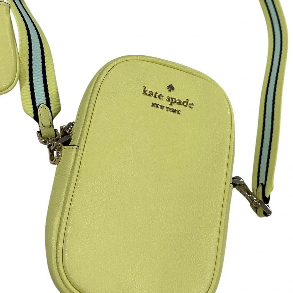 Kate Spade Rosie North South Zip Phone Crossbody  (Melon Rind/Neon Yellow) NWOT - Picture 5 of 7